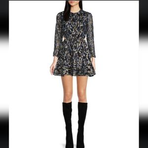 French Connection Bodine Metallic Print Mini Dress